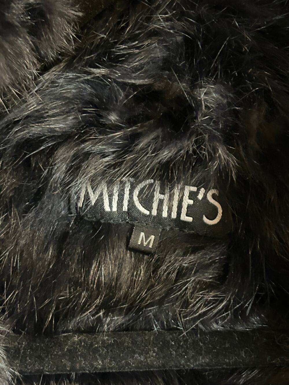 Mitchie’s Black & Gray Genuine Rabbit Fur Vest, Size M